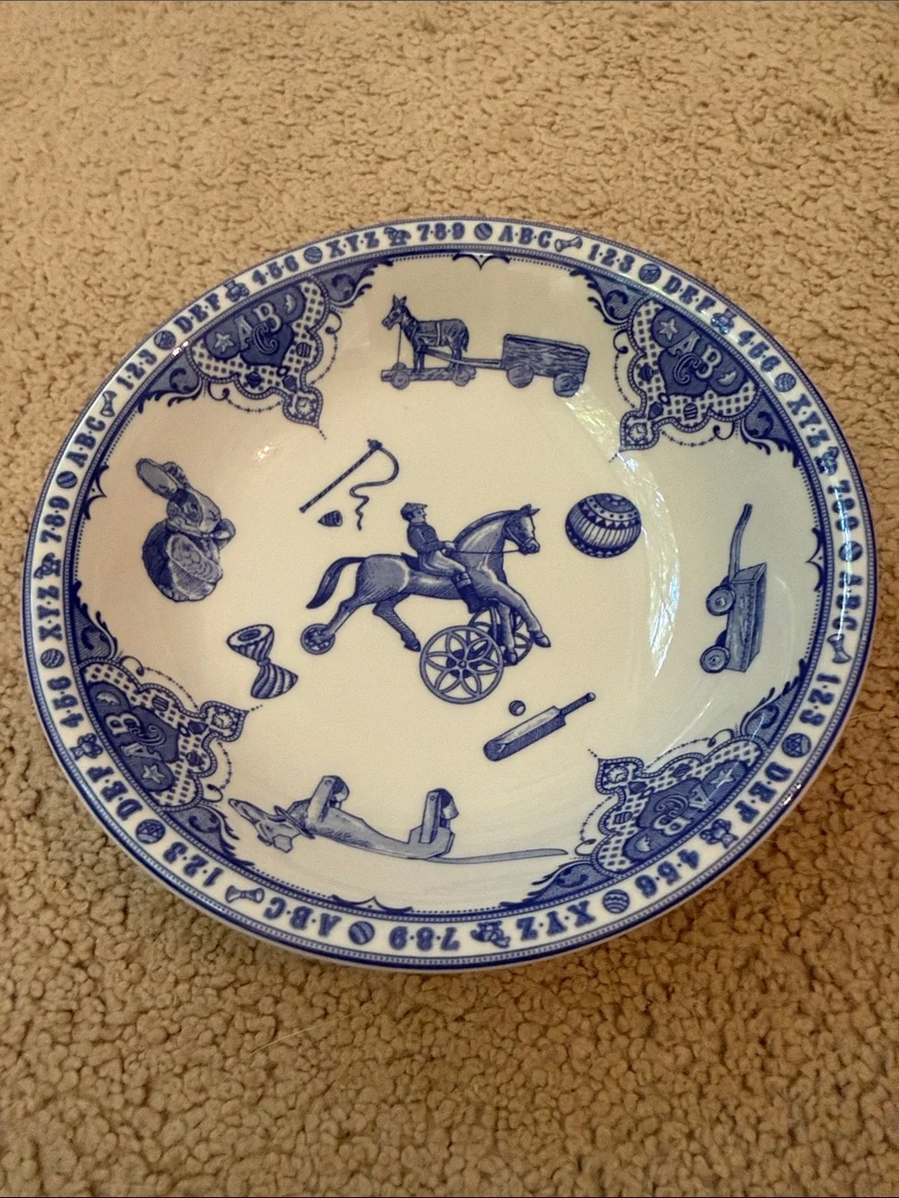 Spode The Edwardian Childhood Blue & White Cereal Bowl - Vintage